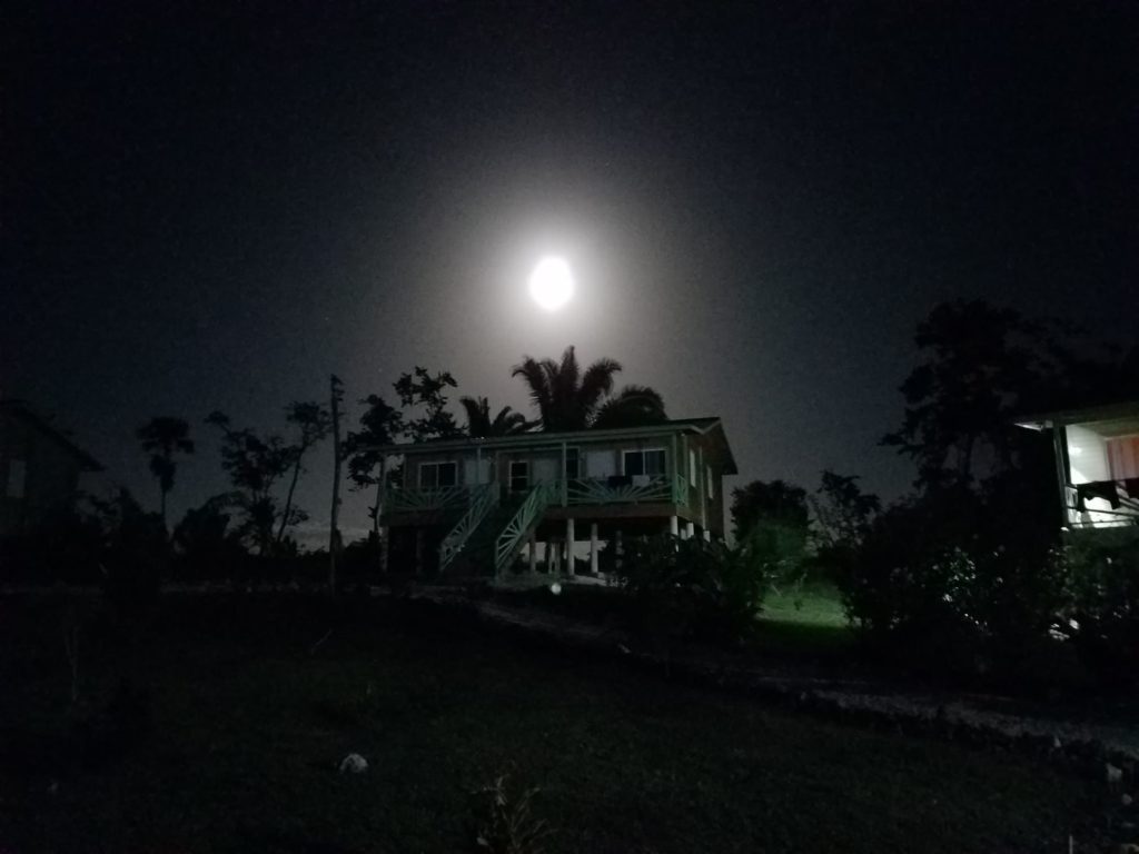 Full Moon Over Cabin At Dream Valley Resort Belize