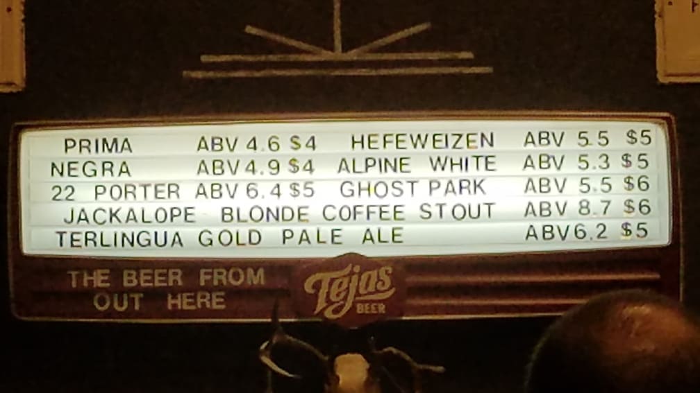 Beer Menu Big Bend Brewing Co