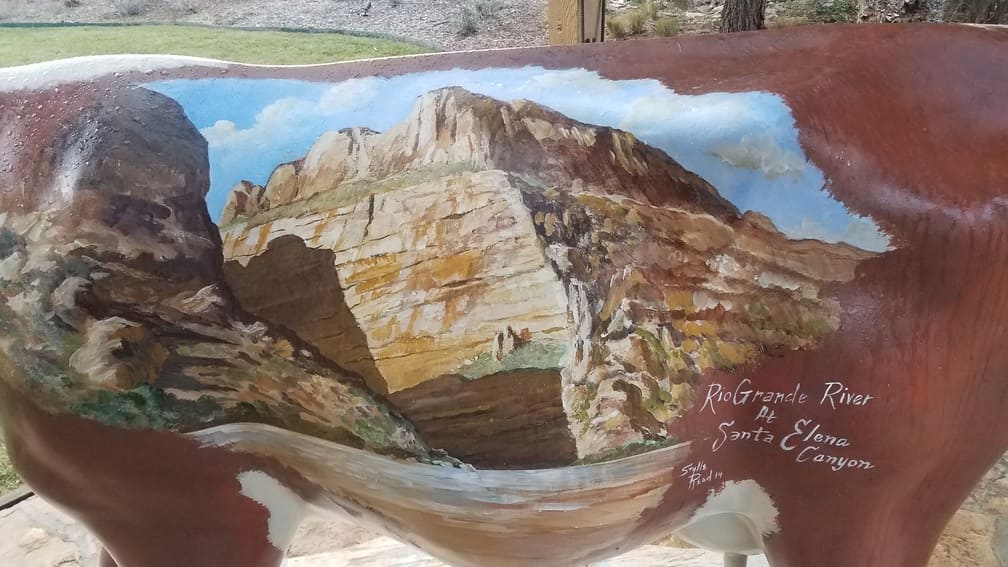 other side of painted cow at Gage Gardens