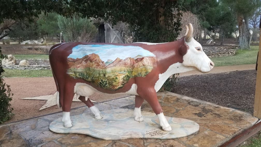 painted cow at Gage Gardens