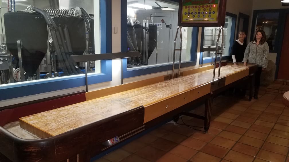 Shuffle Board at Brick Vault Brewery and BBQ